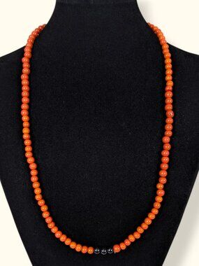(2/$20) Orange & Black Beaded Infinity Necklace